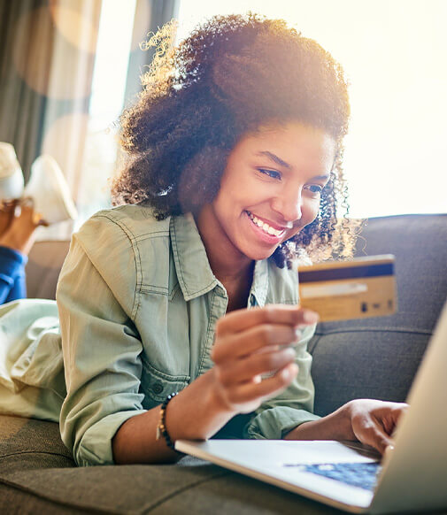 woman paying a bill online