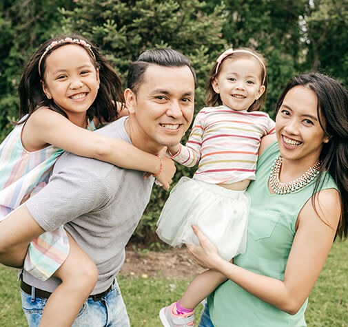 happy, smiling family